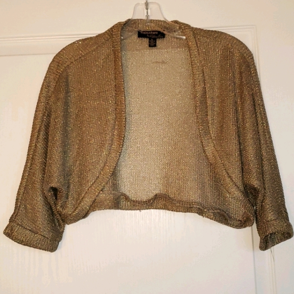 Shimmery Gold Cropped Cardigan Shrug